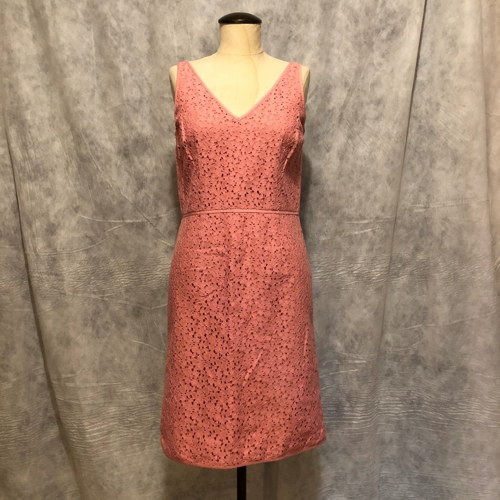 Ann Taylor Pink Coral Lace  Sleeveless Dress 6P